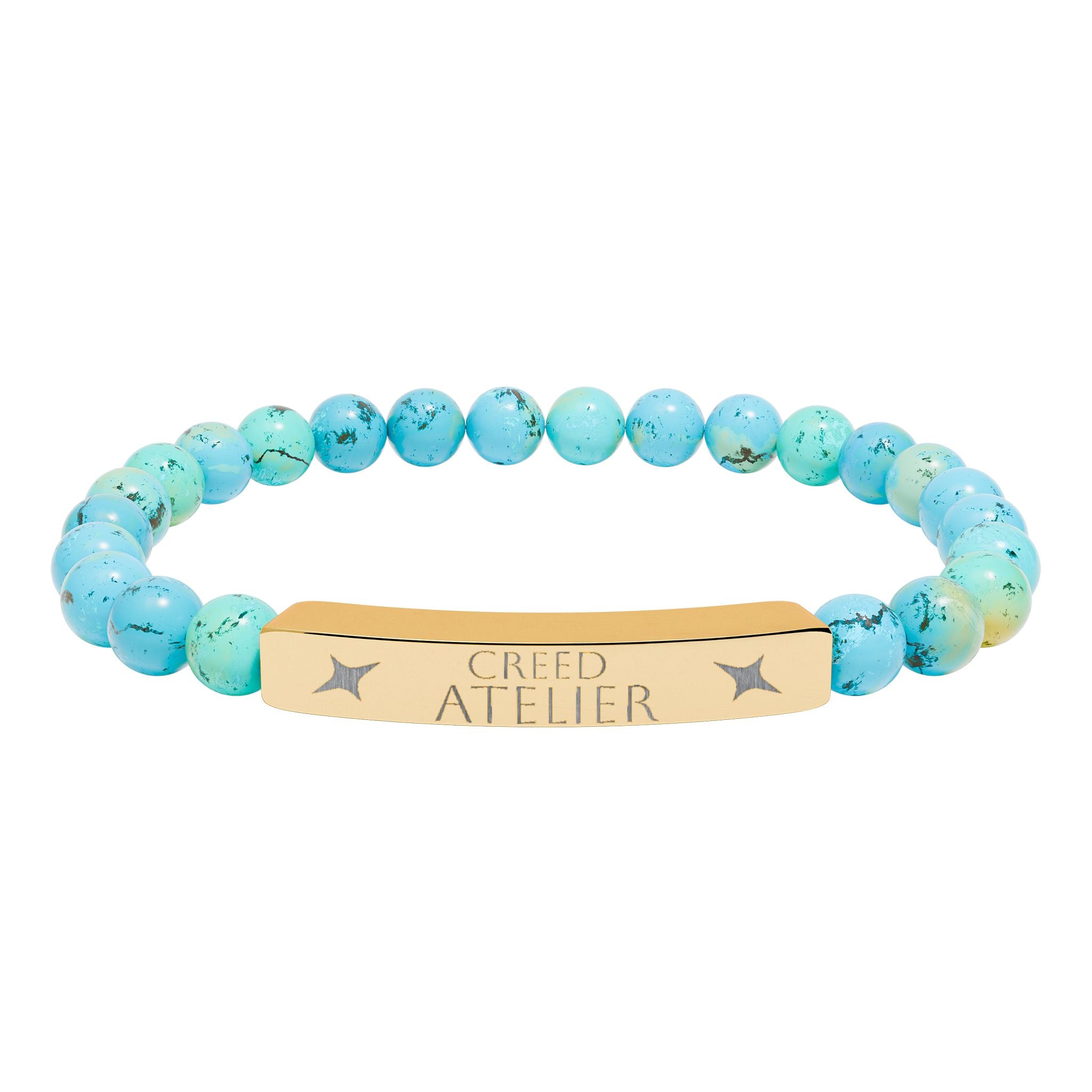 Engraved Natural Stone Stretch Bar Bracelet  Creed Atelier – Custom Name Bar for Men & Women