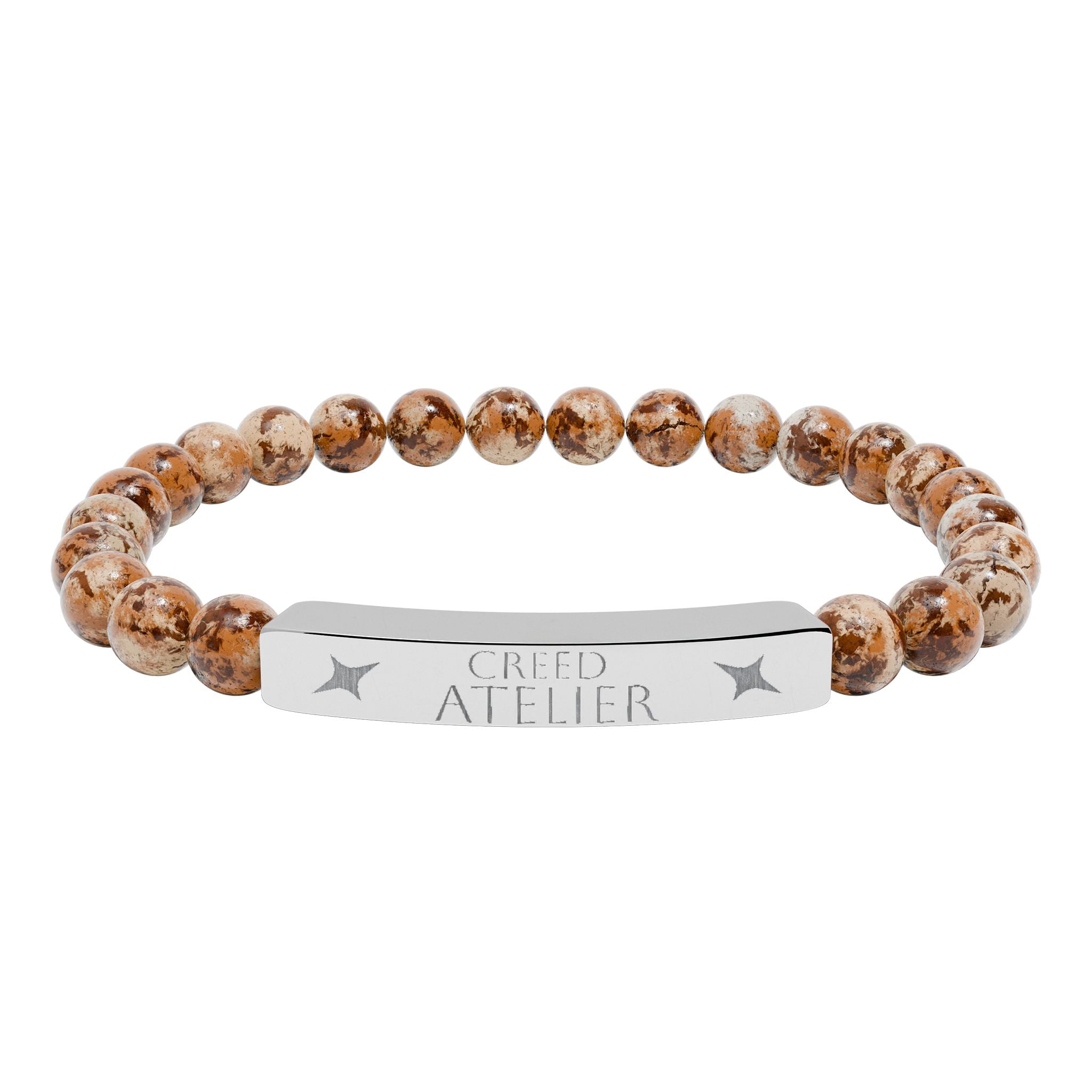 Engraved Natural Stone Stretch Bar Bracelet  Creed Atelier – Custom Name Bar for Men & Women