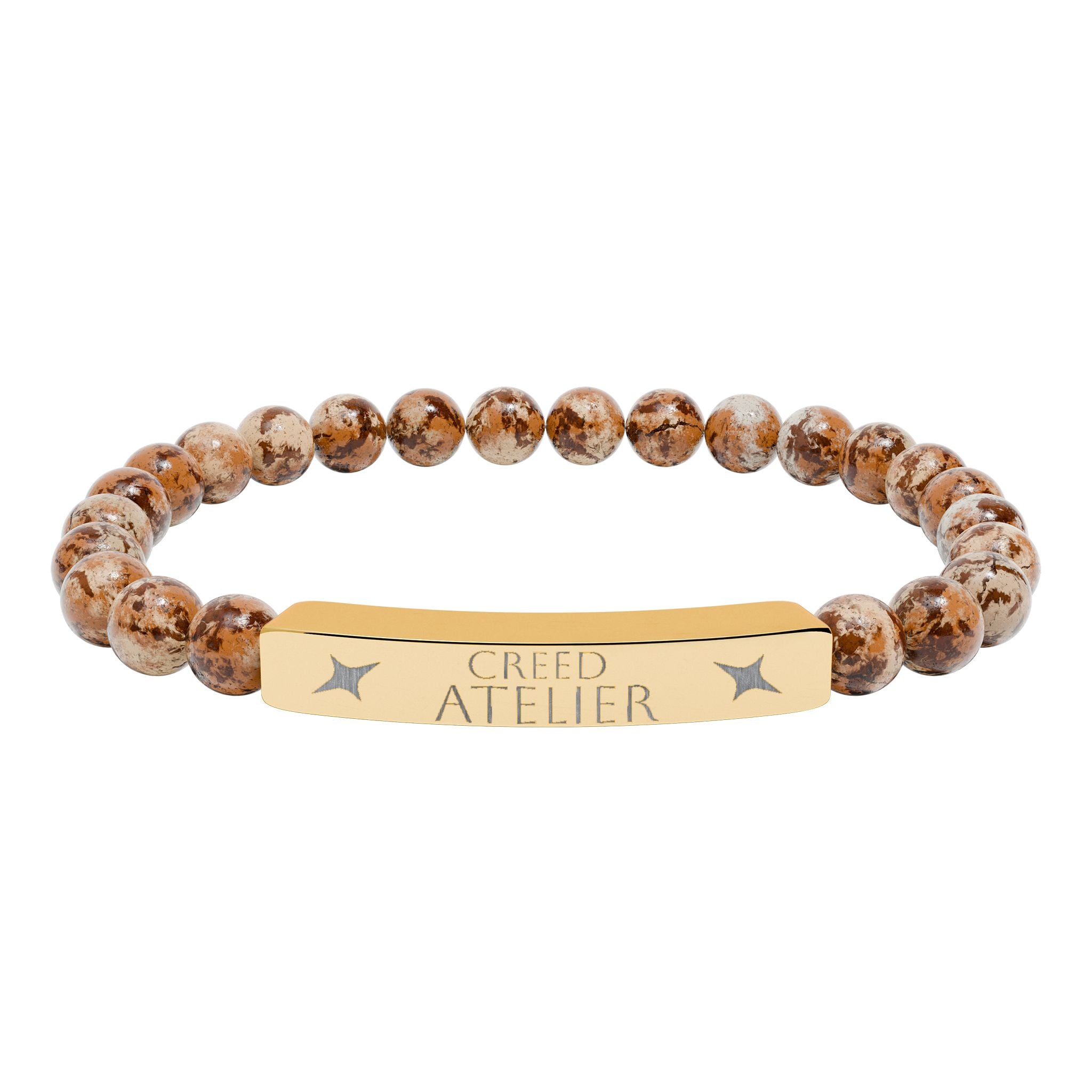 Engraved Natural Stone Stretch Bar Bracelet  Creed Atelier – Custom Name Bar for Men & Women