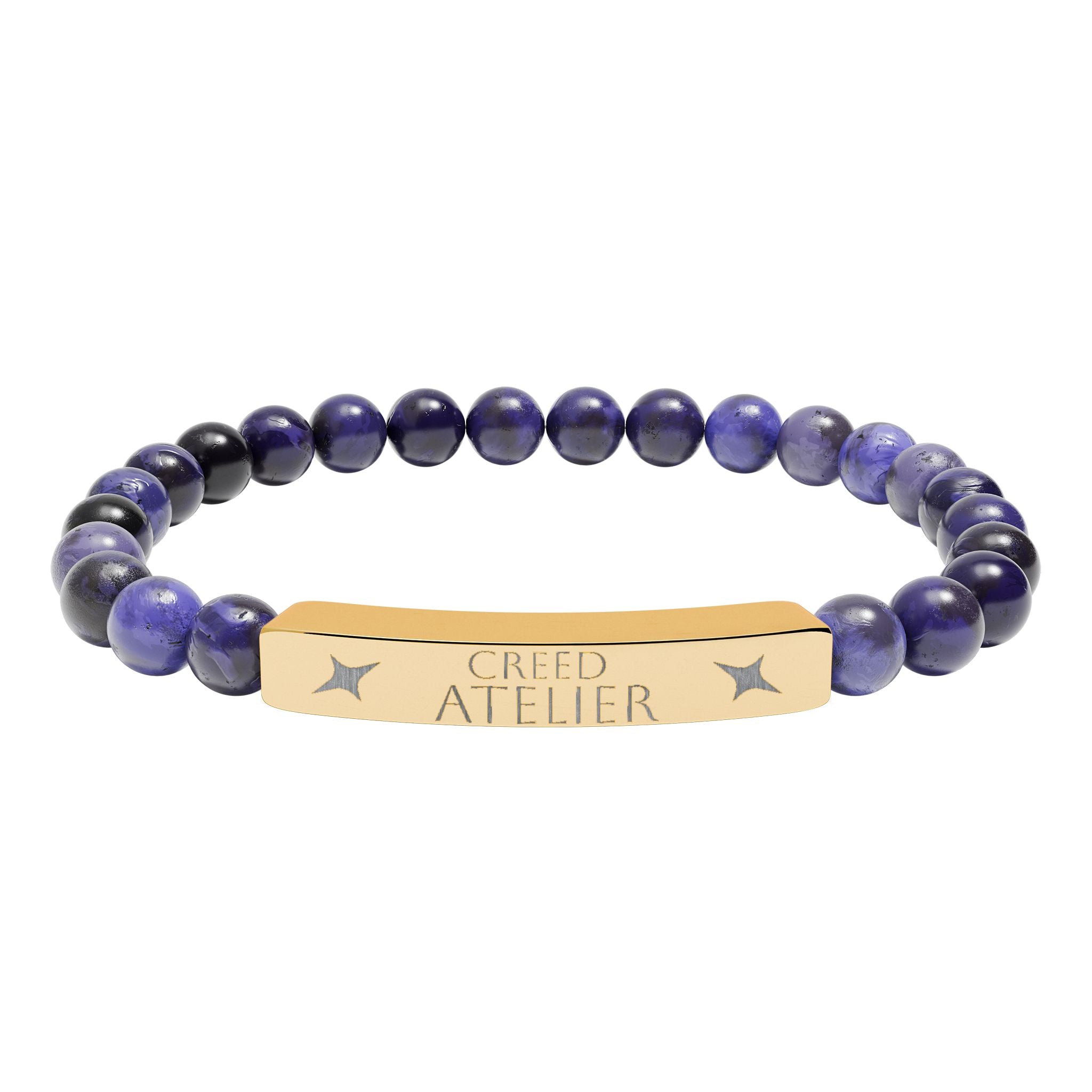 Engraved Natural Stone Stretch Bar Bracelet  Creed Atelier – Custom Name Bar for Men & Women