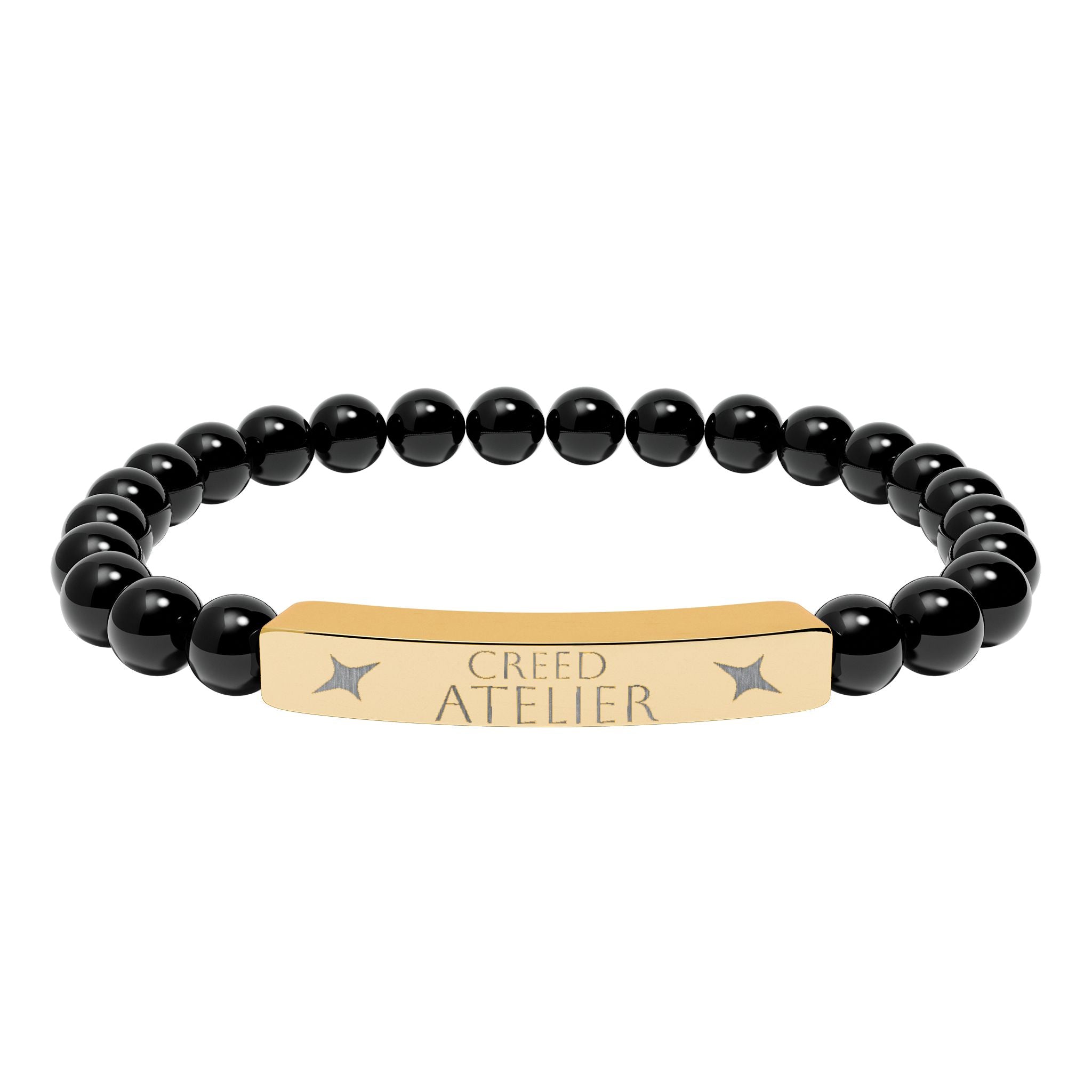 Engraved Natural Stone Stretch Bar Bracelet  Creed Atelier – Custom Name Bar for Men & Women