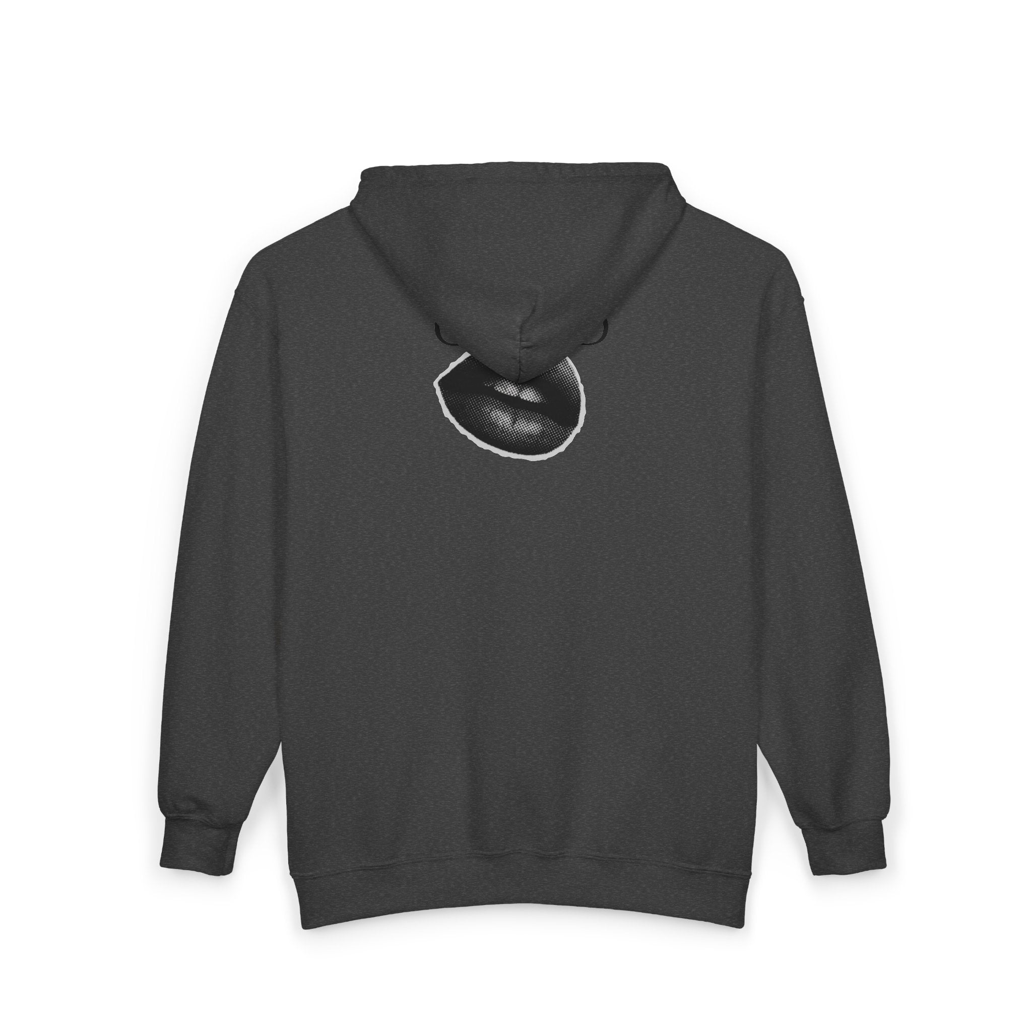 Creed Atelier Zip Hoodie — Minimal Logo & Lips Graphic Full-Zip Sweatshirt