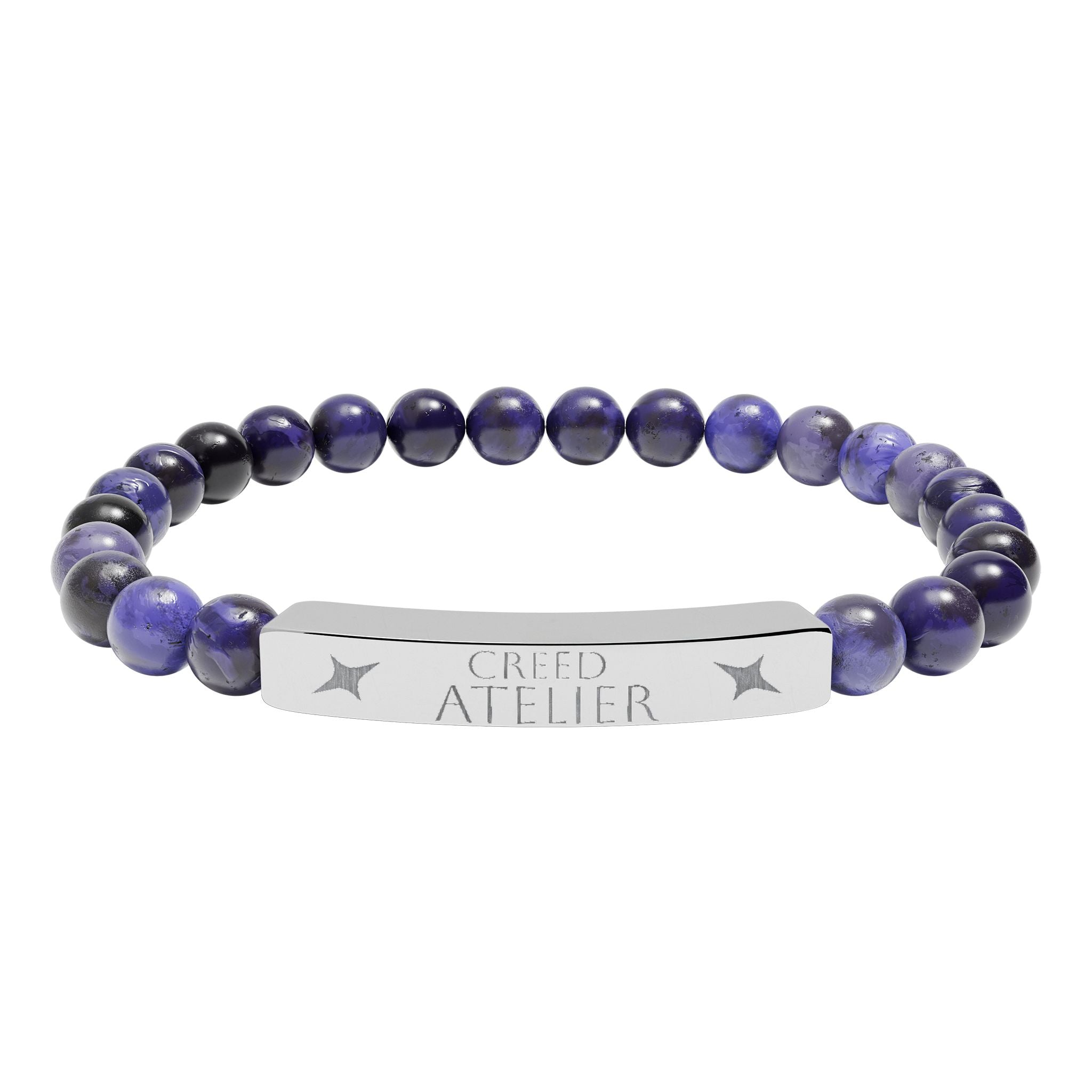 Engraved Natural Stone Stretch Bar Bracelet  Creed Atelier – Custom Name Bar for Men & Women