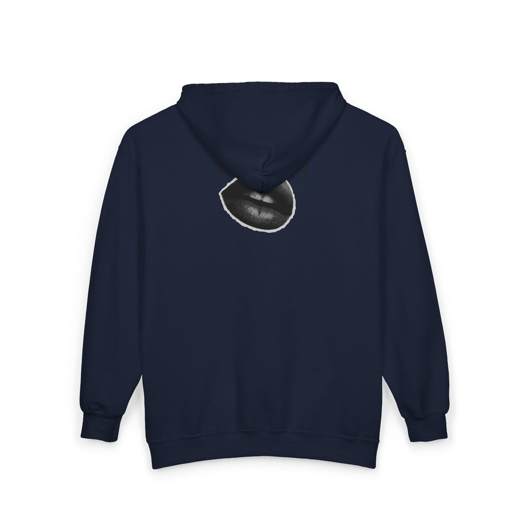 Creed Atelier Zip Hoodie — Minimal Logo & Lips Graphic Full-Zip Sweatshirt