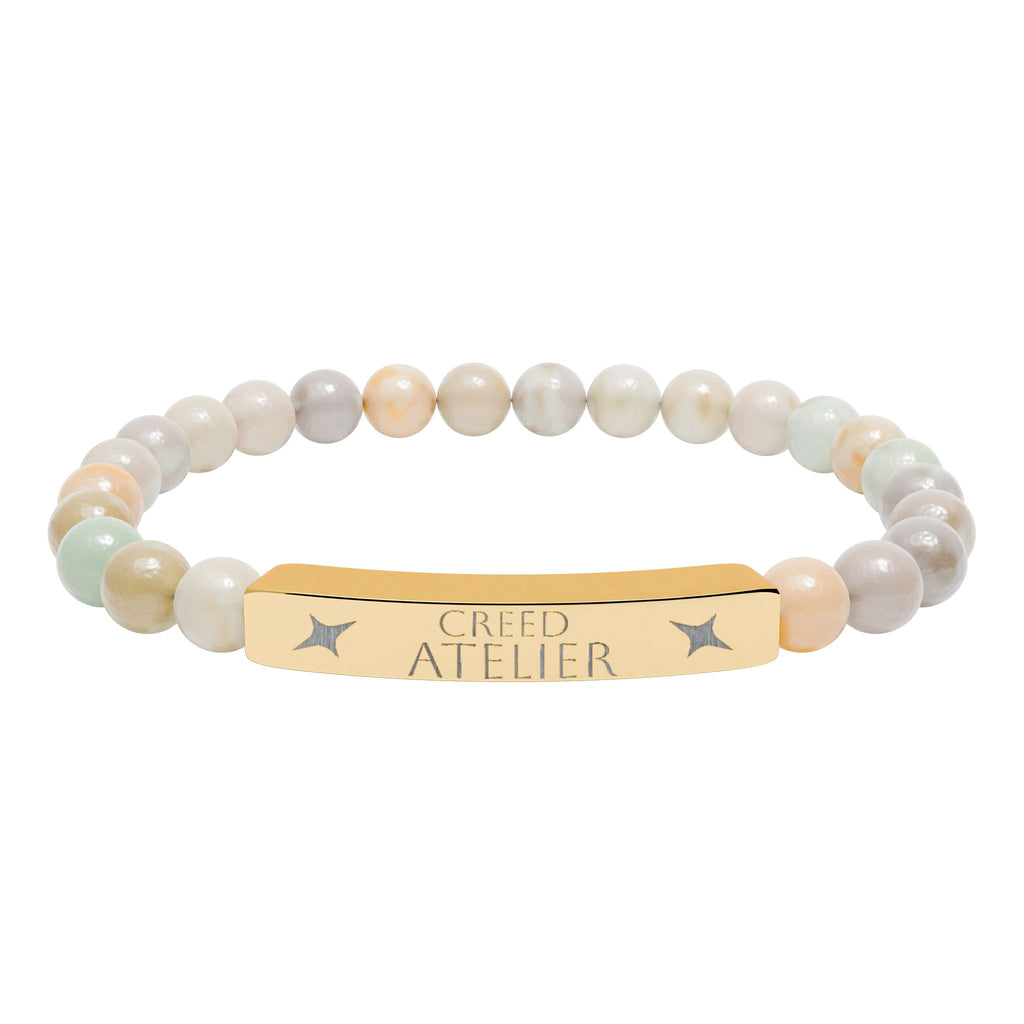 Engraved Natural Stone Stretch Bar Bracelet  Creed Atelier – Custom Name Bar for Men & Women