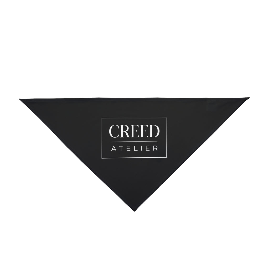 Creed Atelier White Pet Bandana - Luxury Branded Triangle Scarf for Dogs & Cats