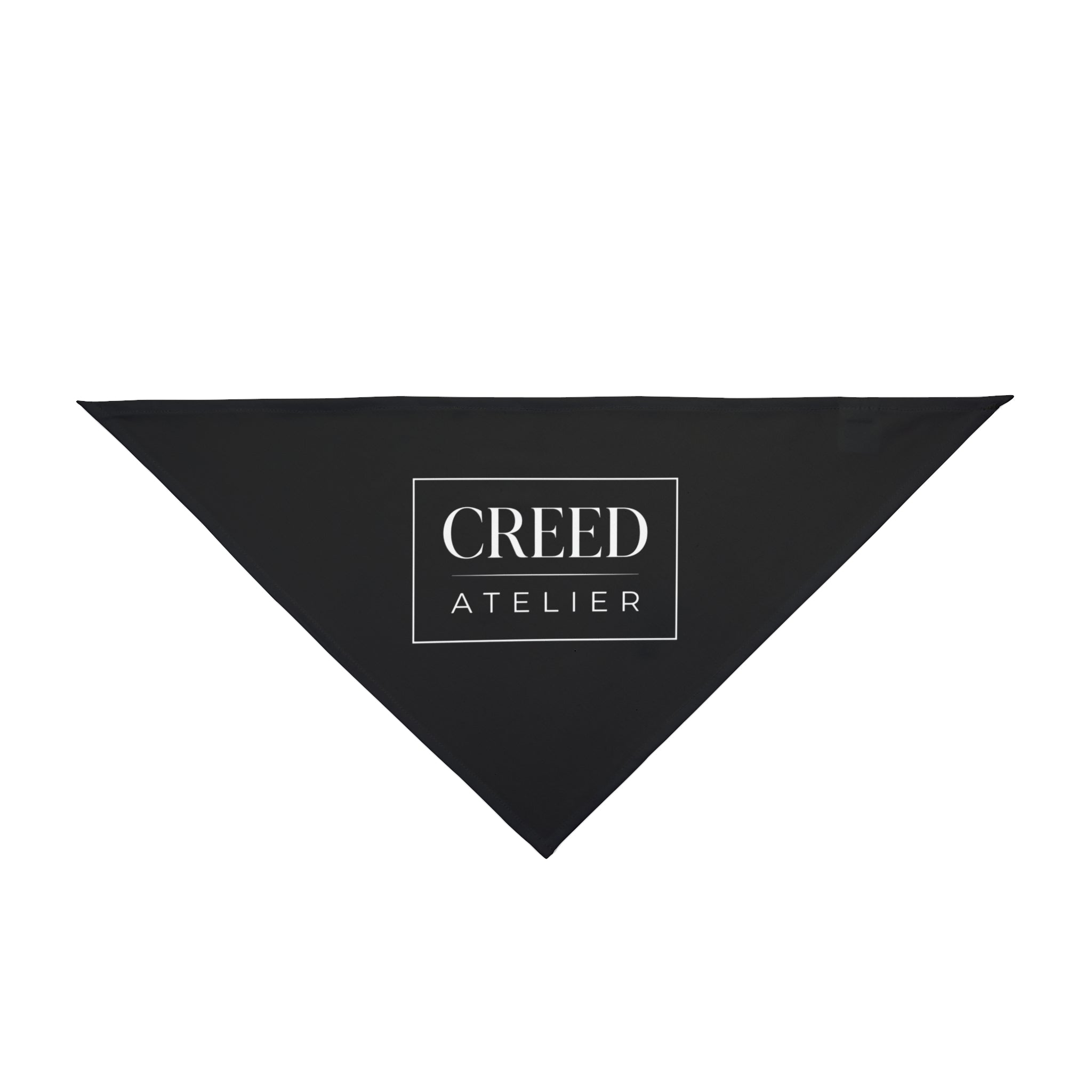 Creed Atelier White Pet Bandana - Luxury Branded Triangle Scarf for Dogs & Cats
